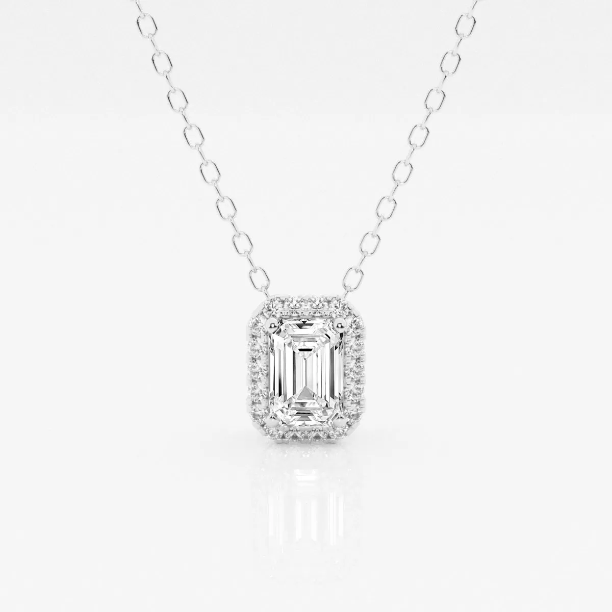 0.50 TC Emerald Moissanite Diamond Halo Style Necklace