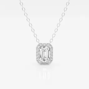 0.50 TC Emerald Moissanite Diamond Halo Style Necklace