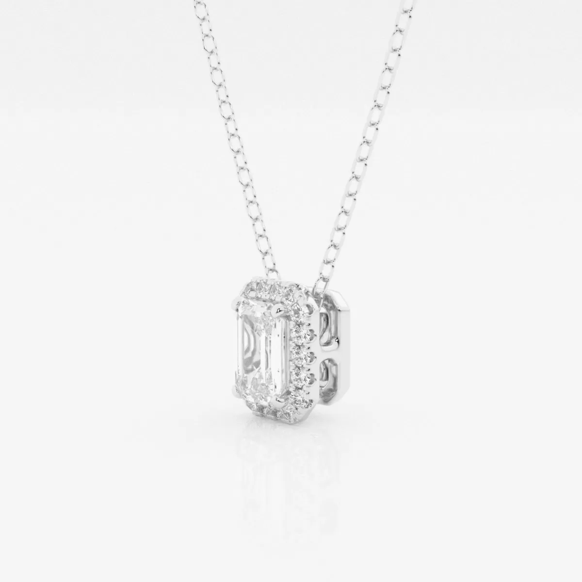 0.50 TC Emerald Moissanite Diamond Halo Style Necklace