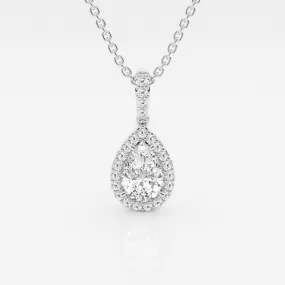 0.62 CT Pear Moissanite Diamond Halo Necklace