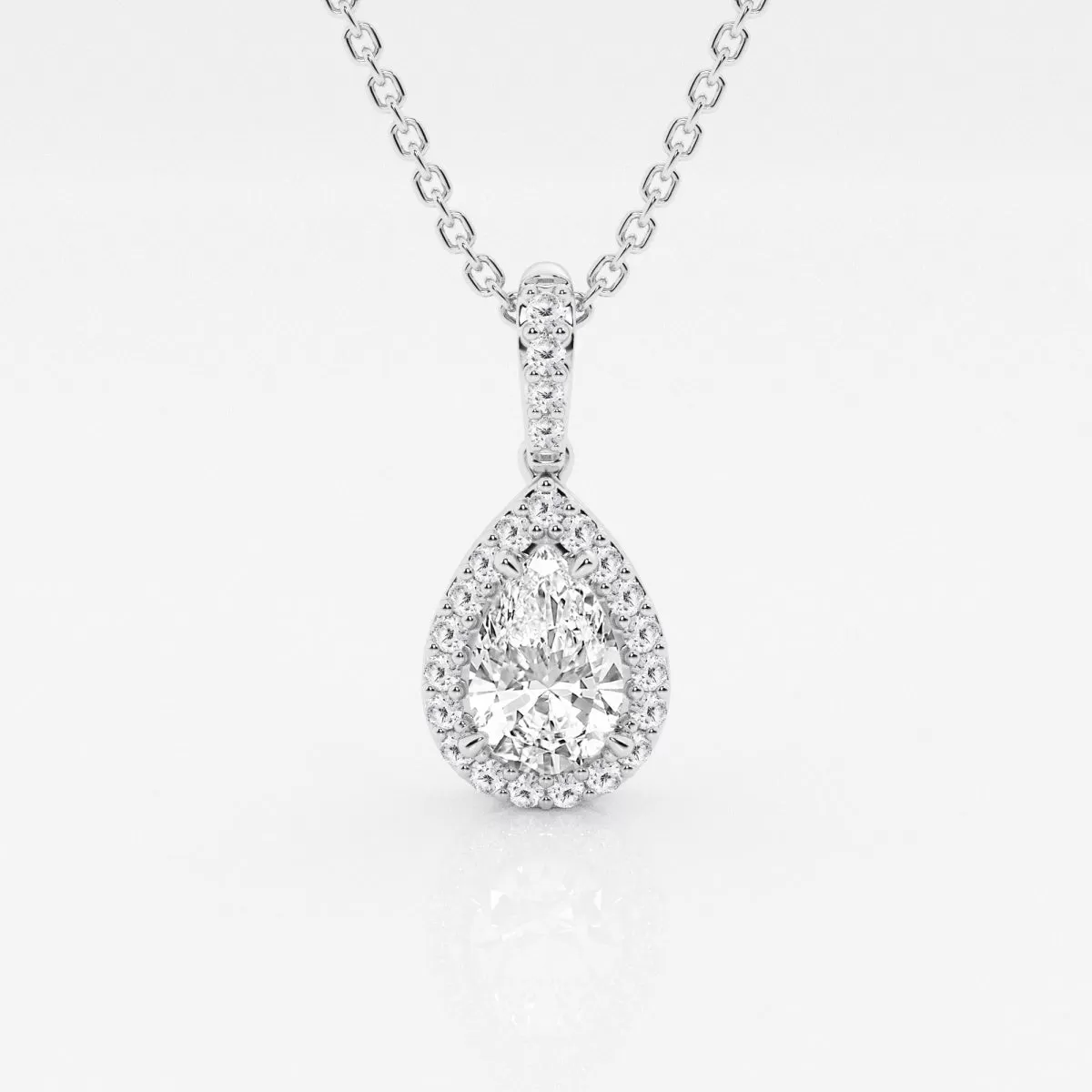 0.62 CT Pear Moissanite Diamond Halo Necklace