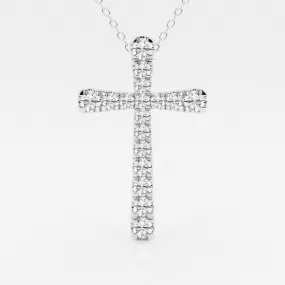 1.03 TCW Round Moissanite Diamond Cross Necklace