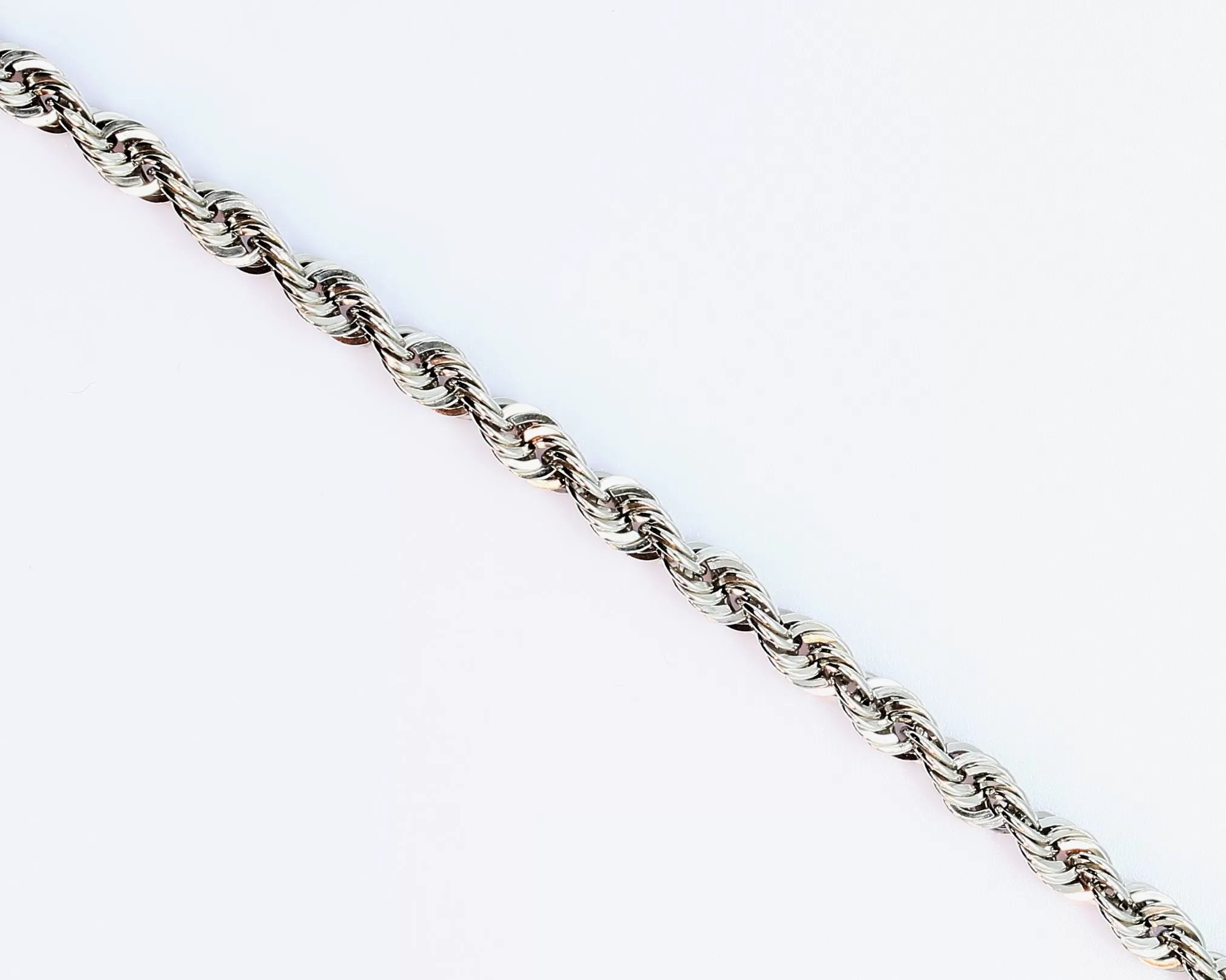 10k 10mm White Gold Light Weight Diamond Cut Rope Chains