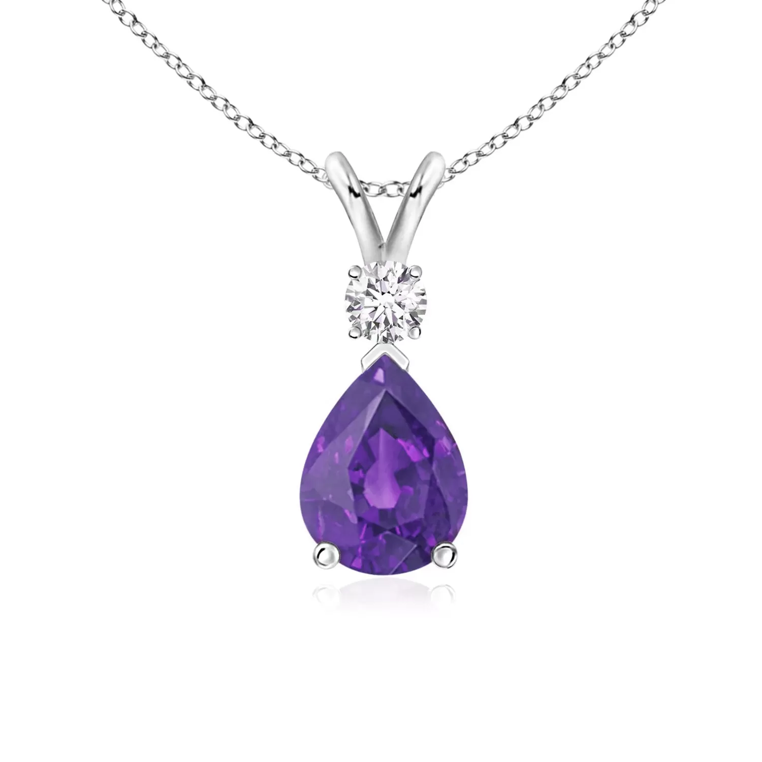 1.12 CT. Amethyst Pear Shape Pendant with Diamond