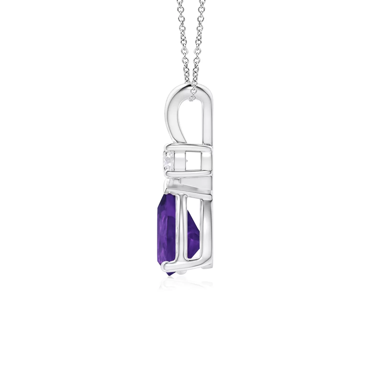 1.12 CT. Amethyst Pear Shape Pendant with Diamond