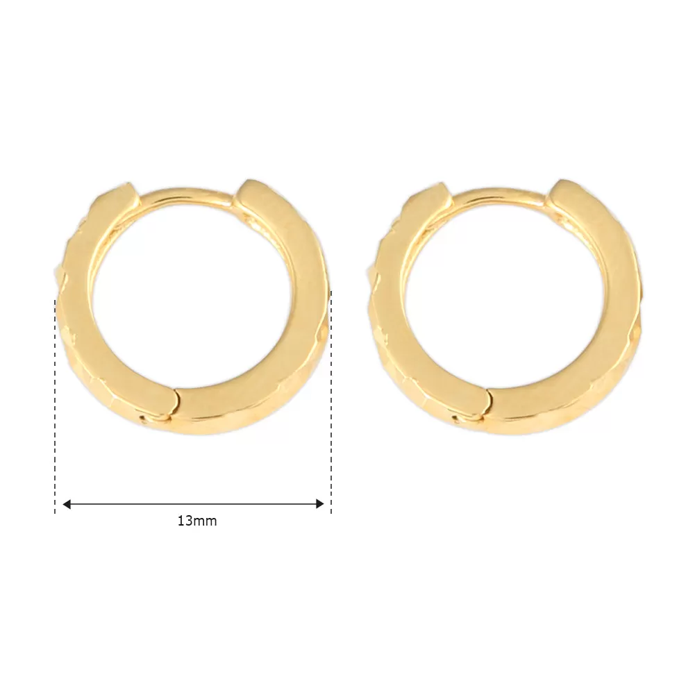 13 mm_ Diamond Cut Faceted Huggie Small Hoop Earrings