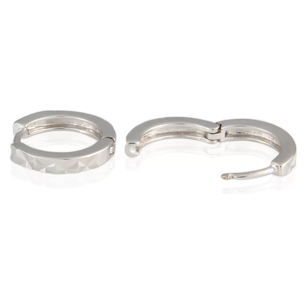 13 mm_ Diamond Cut Faceted Huggie Small Hoop Earrings