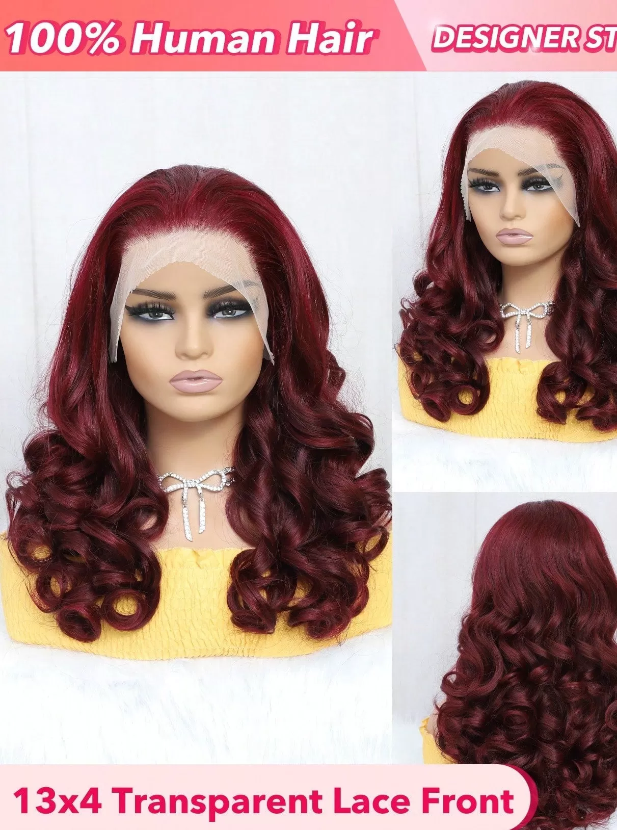 13X4 Transparent Lace Front Curly 250% Density Human Hair Wig