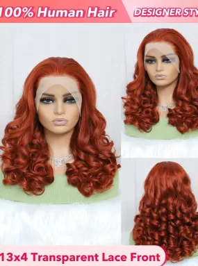 13X4 Transparent Lace Front Curly 250% Density Human Hair Wig