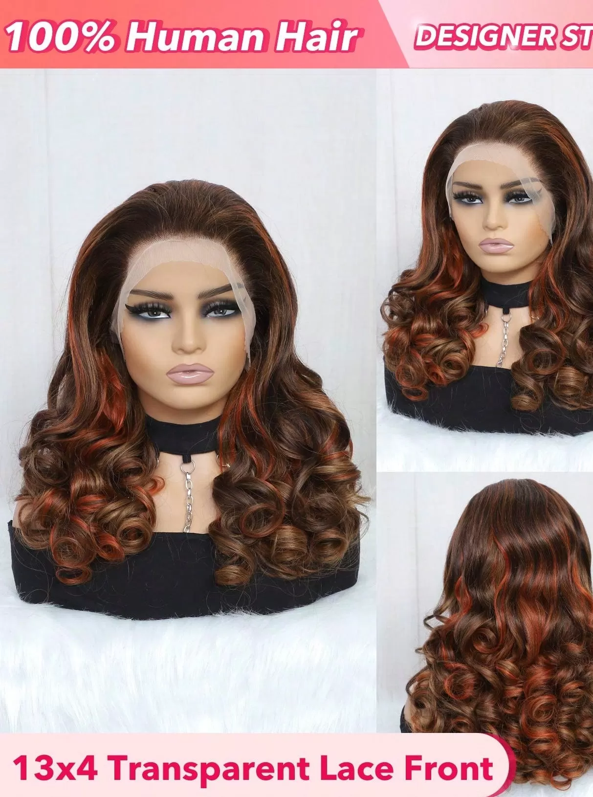 13X4 Transparent Lace Front Curly 250% Density Human Hair Wig