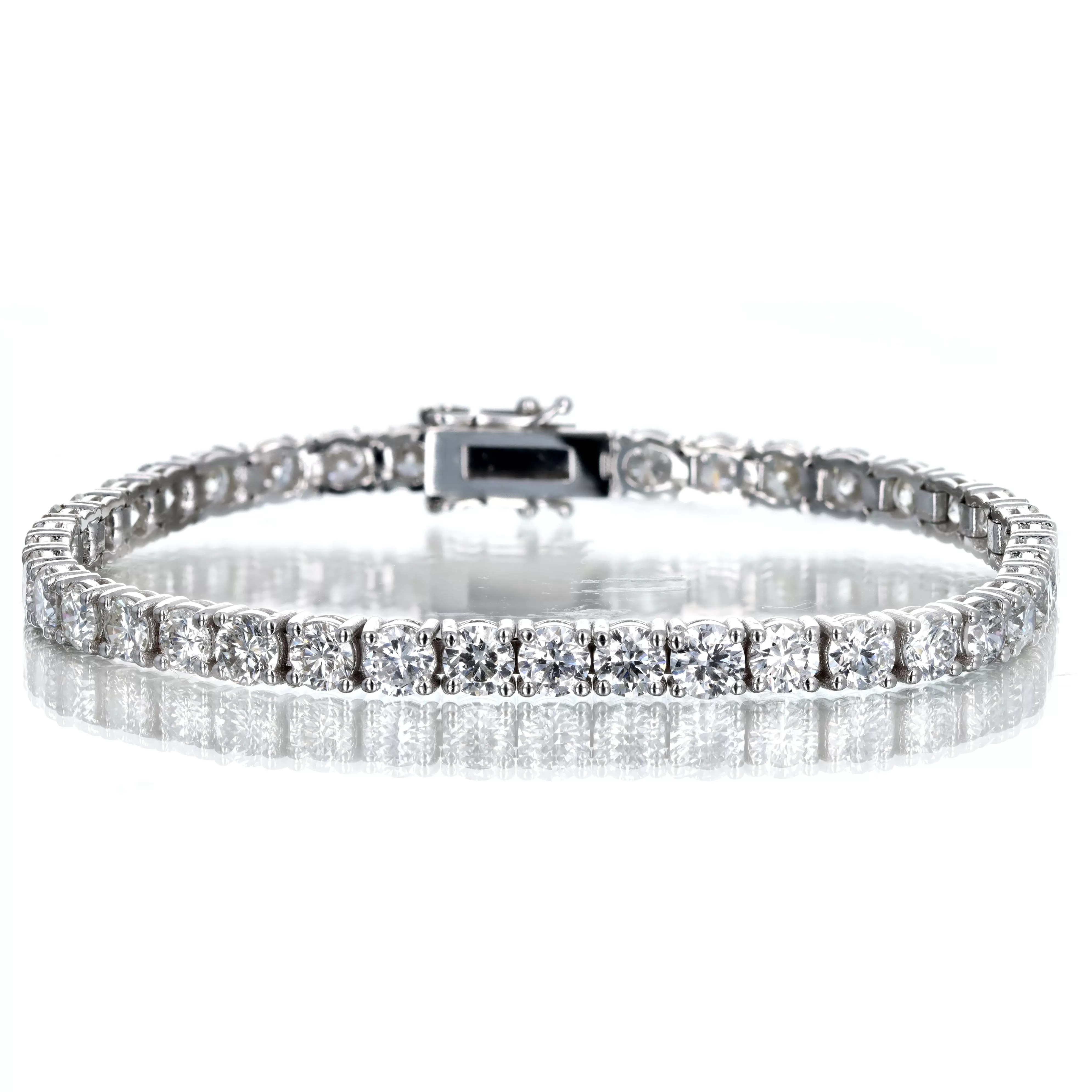 14K White Gold 10.61 Carat Total Weight Round Brilliant Cut Diamond Tennis Bracelet