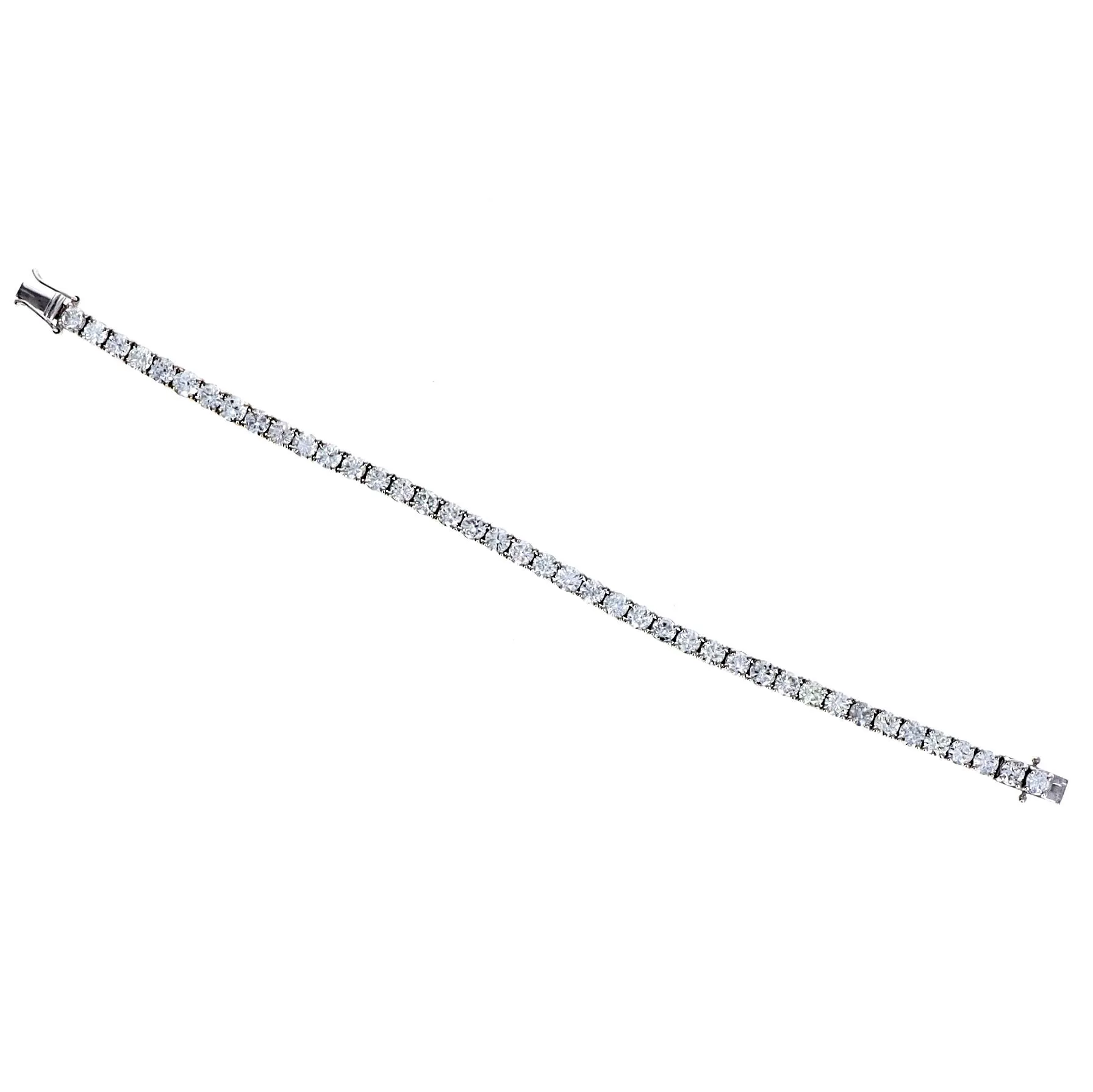 14K White Gold 10.61 Carat Total Weight Round Brilliant Cut Diamond Tennis Bracelet