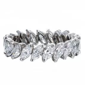 14K White Gold 2.5 Carat Total Weight Angled Marquise Cut Diamond Eternity Wedding Band