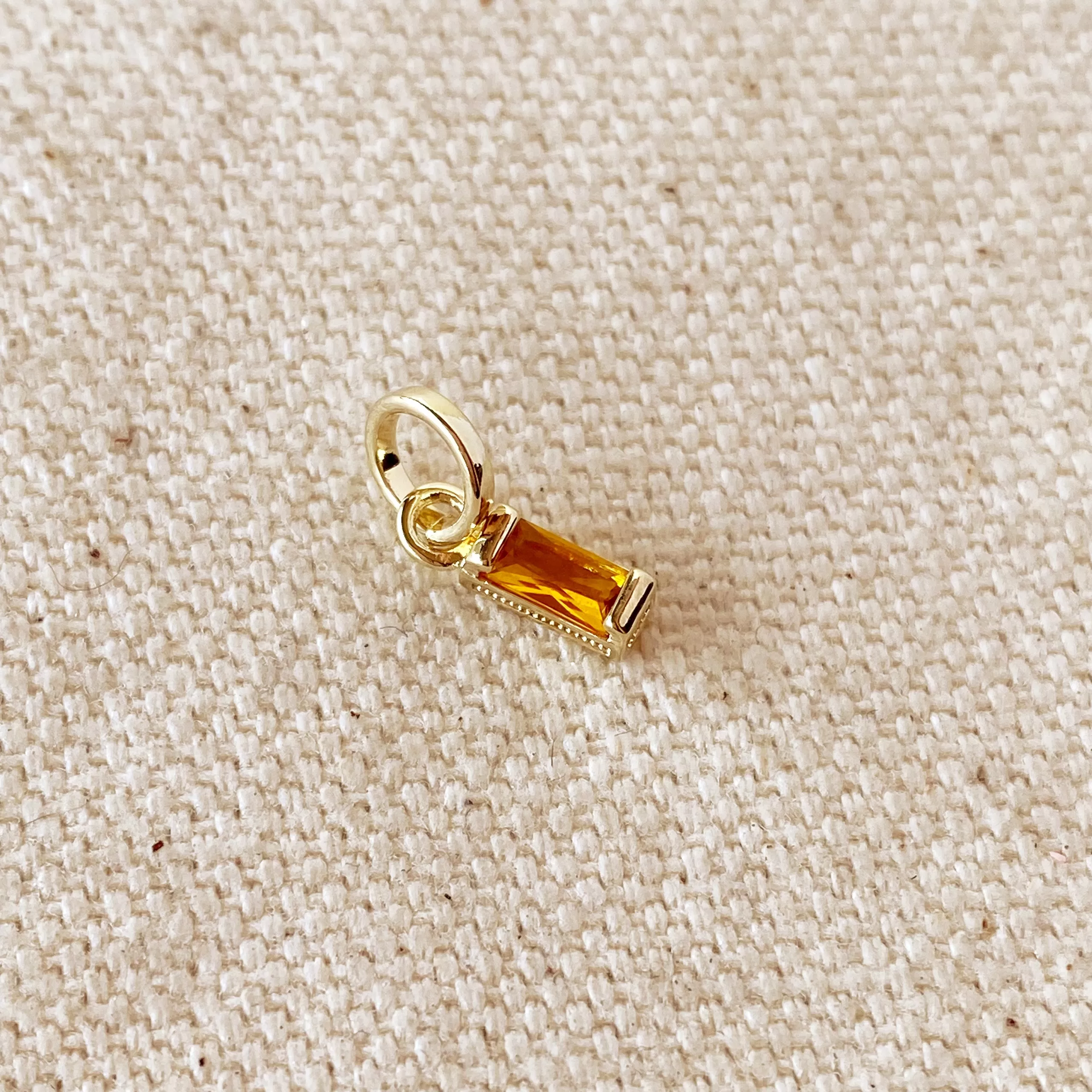 18k Gold Filled Baguette Birthstone Charm