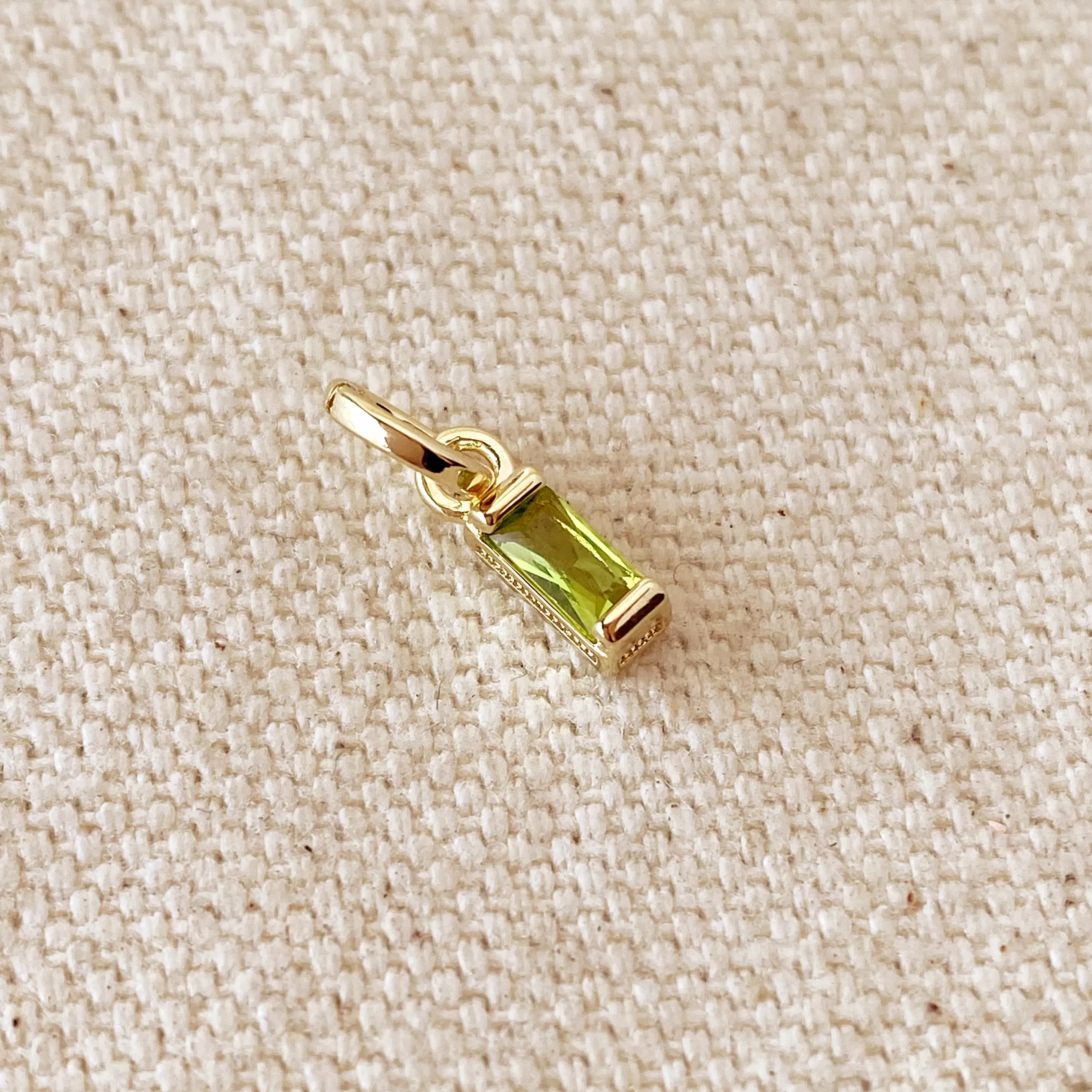 18k Gold Filled Baguette Birthstone Charm