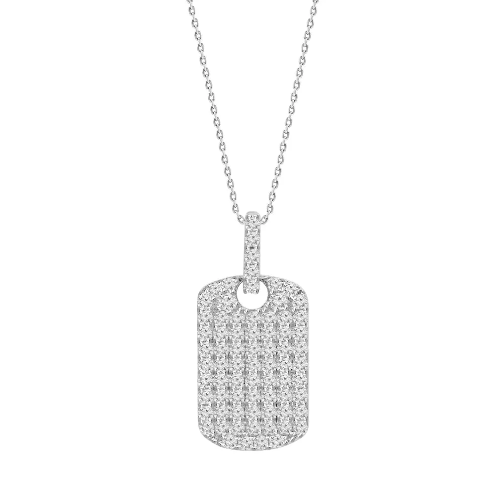 18k Gold Pave Diamond Dog Tag Pendant Necklace