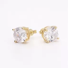 18K Gold Plated Clear Round C.Z Studs Earrings