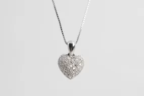 18" 14k White Gold 1.00tcw Diamond Heart Pendant Necklace (7.60g.)