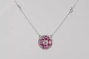 18" 18k White Gold 0.91ctw Ruby 0.28ctw Diamond Pendant Necklace (3.50g.)