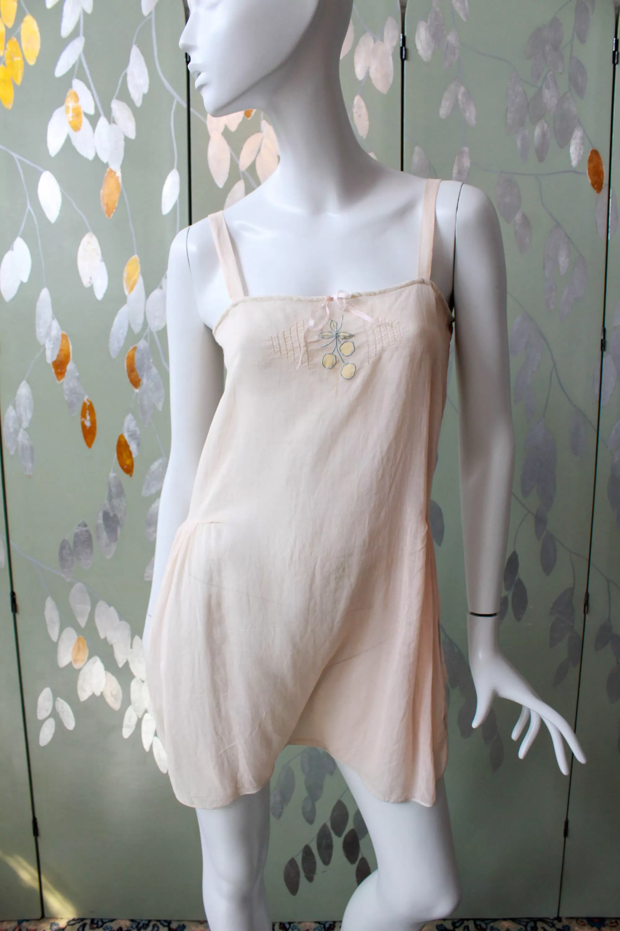 1920s Cotton Step In with Fruit Applique, French Voile