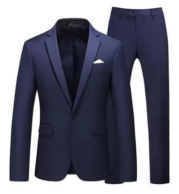 2-Piece Slim Fit Simple Designed Navy Suit