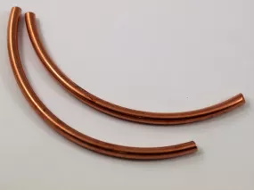 2 Raw Copper Curved Extra Long Tube Findings ( 110x5mm ) D0479