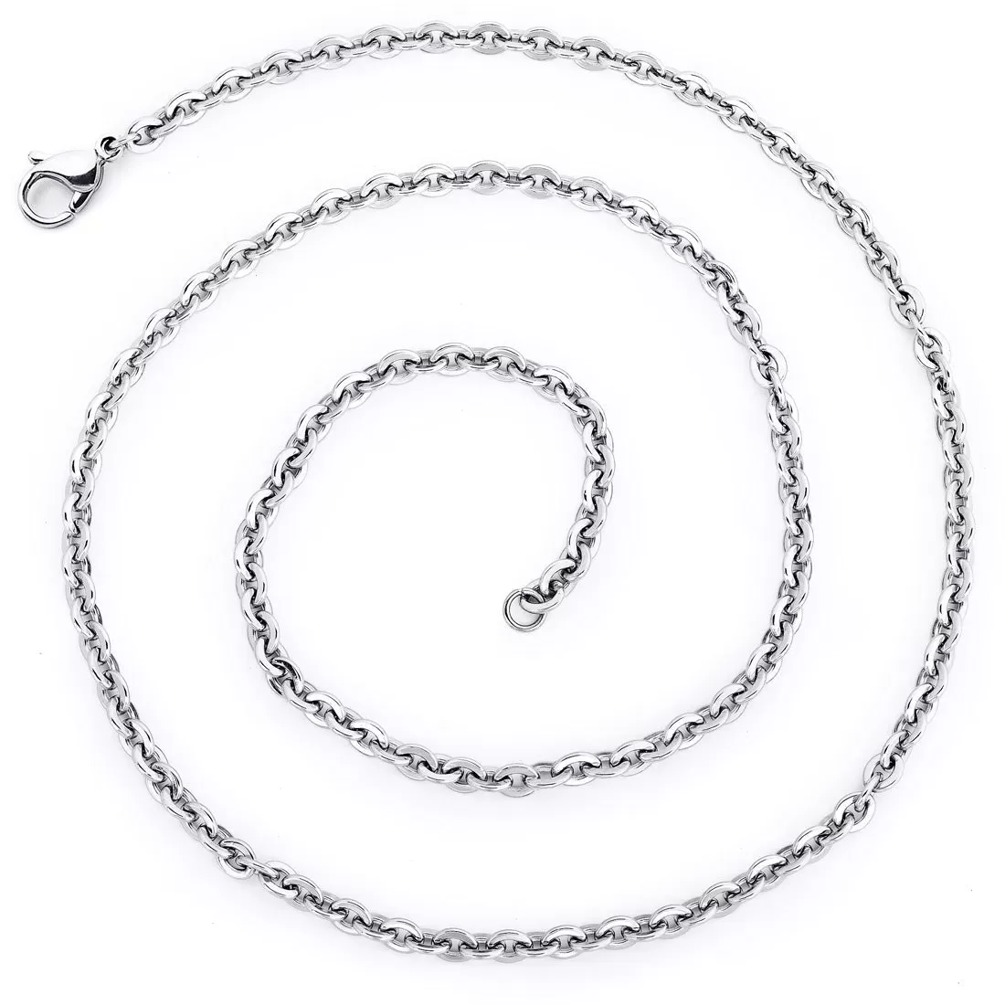 26 Inch 3.5mm Diamond Cut Stainless Steel Hammered Cable Chain Necklace