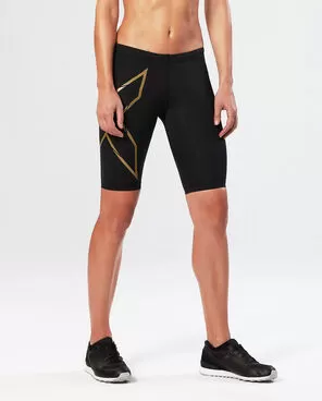 2XU Women's Elite MCS Compression Short-WA3061B (BLK/GLD)