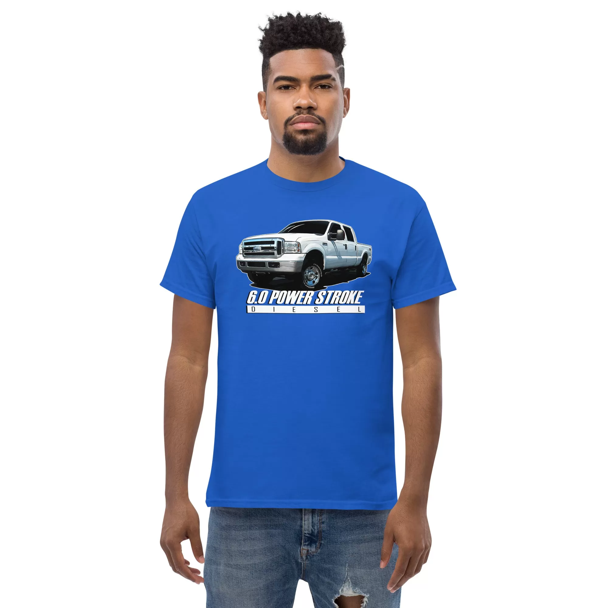 6.0 Power Stroke Diesel T-Shirt With F250 Crew Cab Design