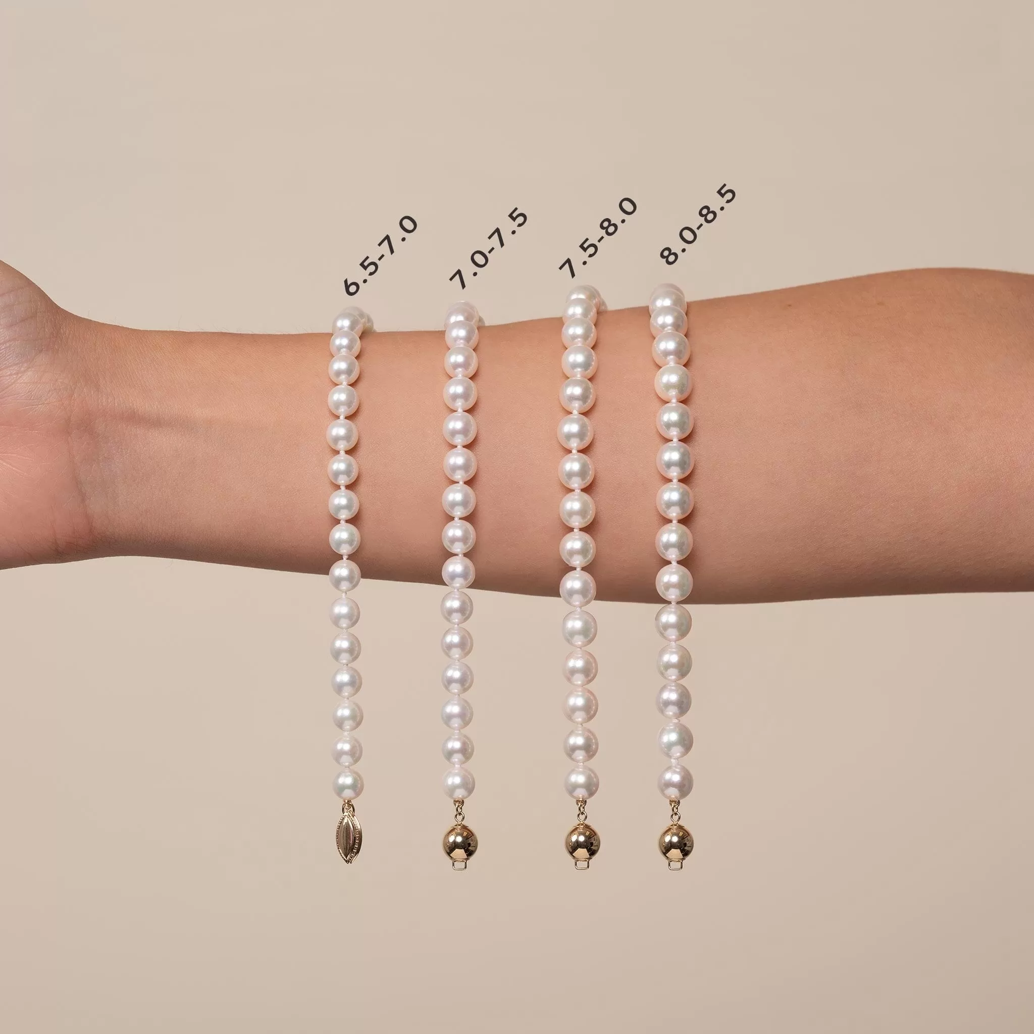 7.5-8.0 mm White Akoya AA  Pearl Bracelet