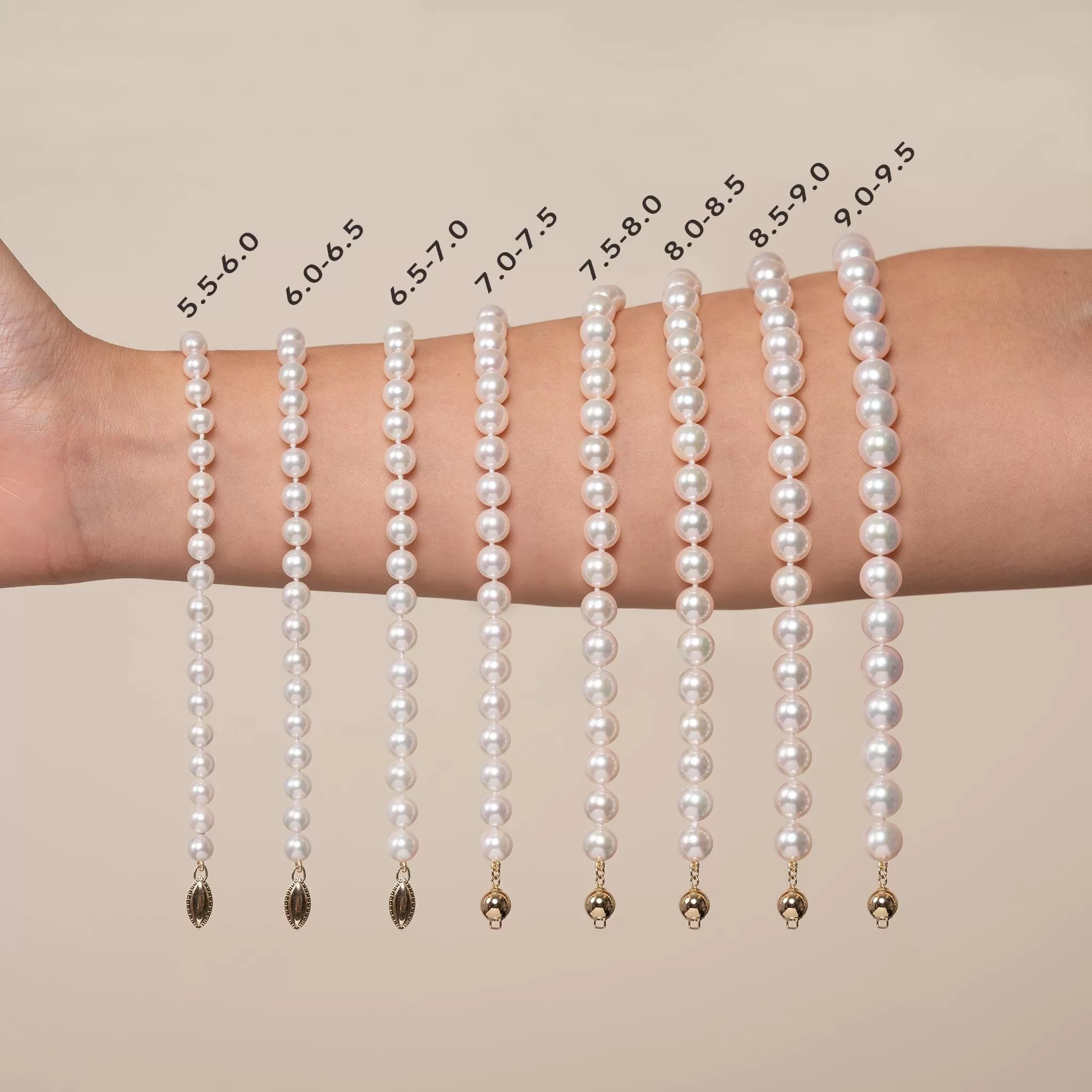 7.5-8.0 mm White Akoya AA  Pearl Bracelet