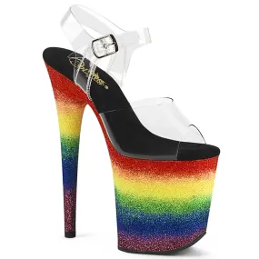 8 Inch Heel FLAMINGO-808RG-04 Rainbow Glitter