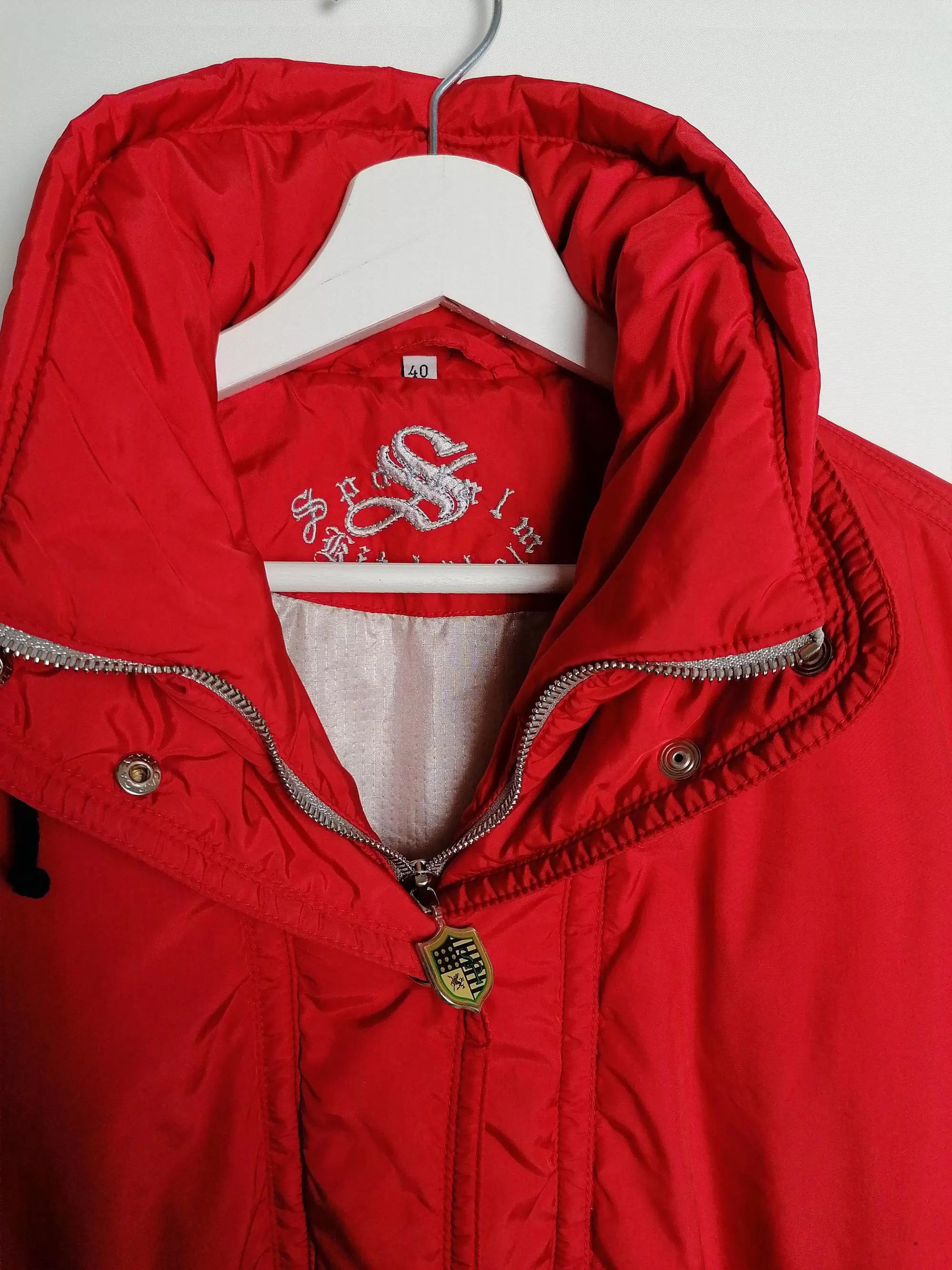 90's SPORTALM Kitzbuhel Anorak Shiny Red Winter Ski Jacket - size S-M