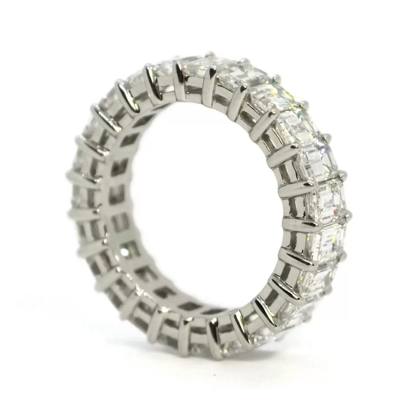 AFJ Diamond Collection - Eternity Band Ring with Emerald-cut Diamonds 4.89 carats, Platinum