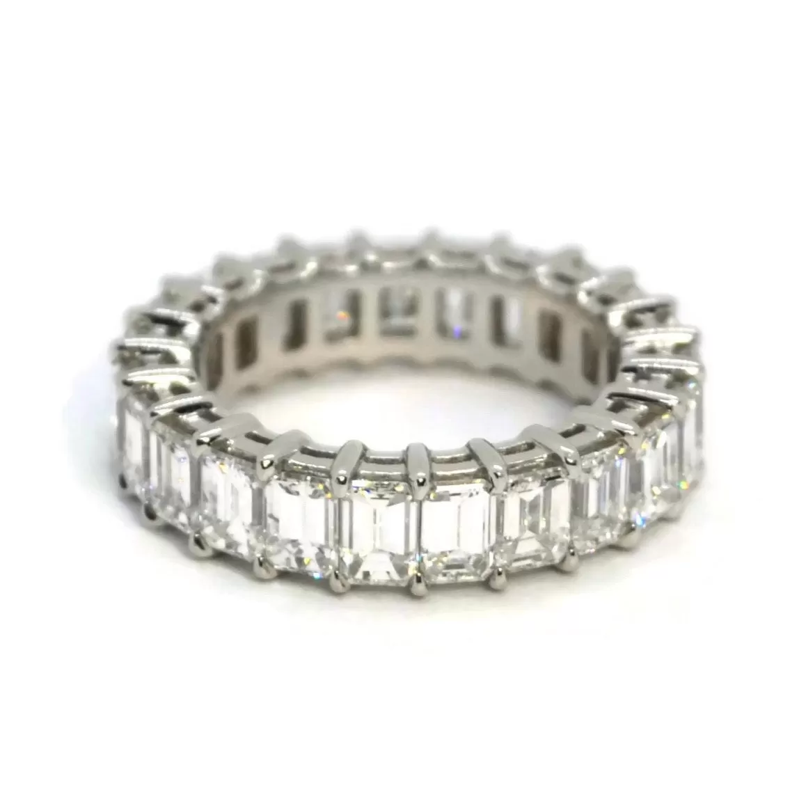 AFJ Diamond Collection - Eternity Band Ring with Emerald-cut Diamonds 4.89 carats, Platinum