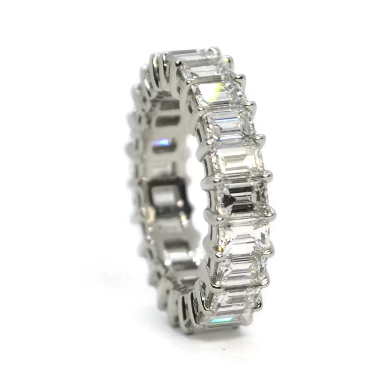 AFJ Diamond Collection - Eternity Band Ring with Emerald-cut Diamonds 4.89 carats, Platinum