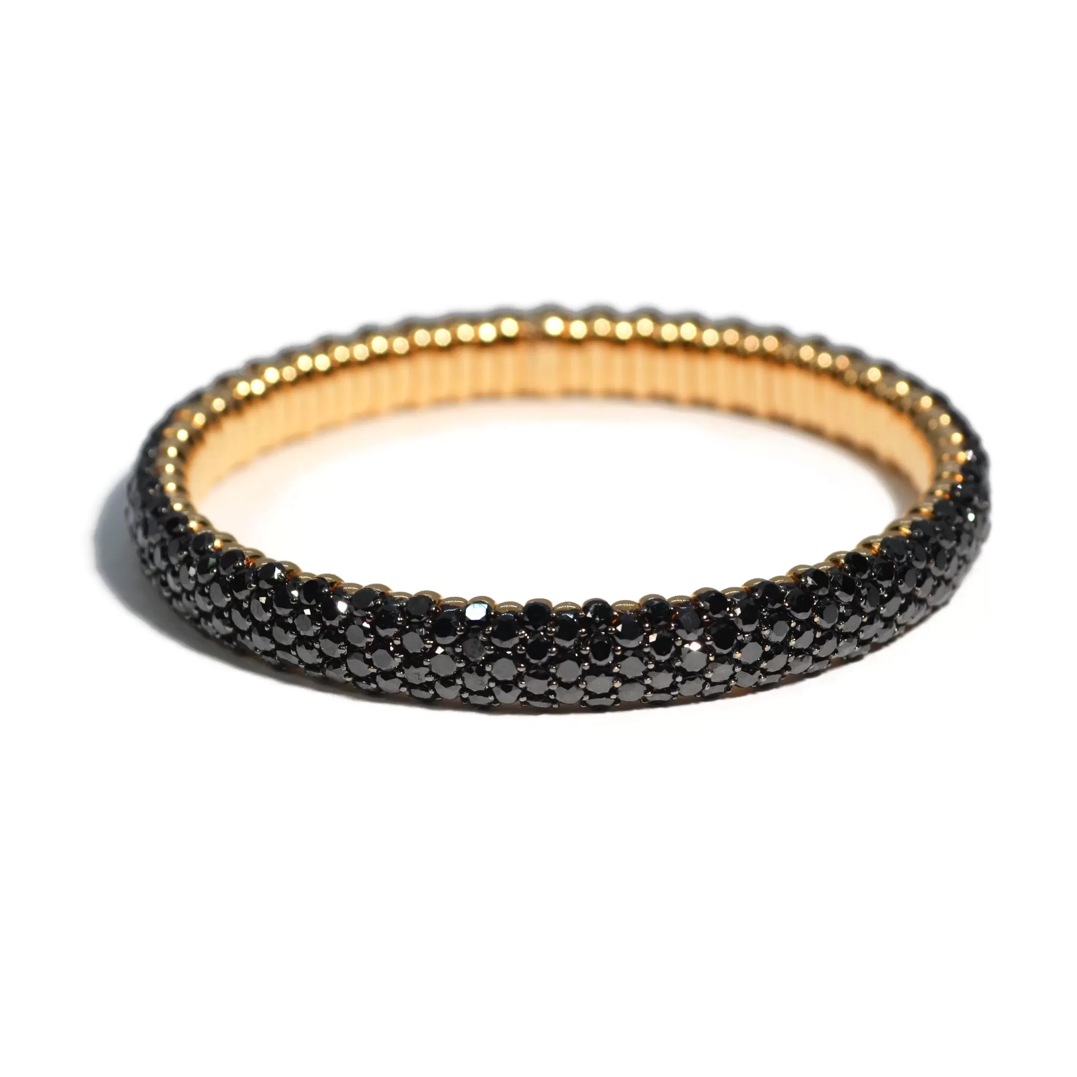 AFJ Diamond Collection - Flexible Bracelet with Black Diamonds, 18k Rose Gold