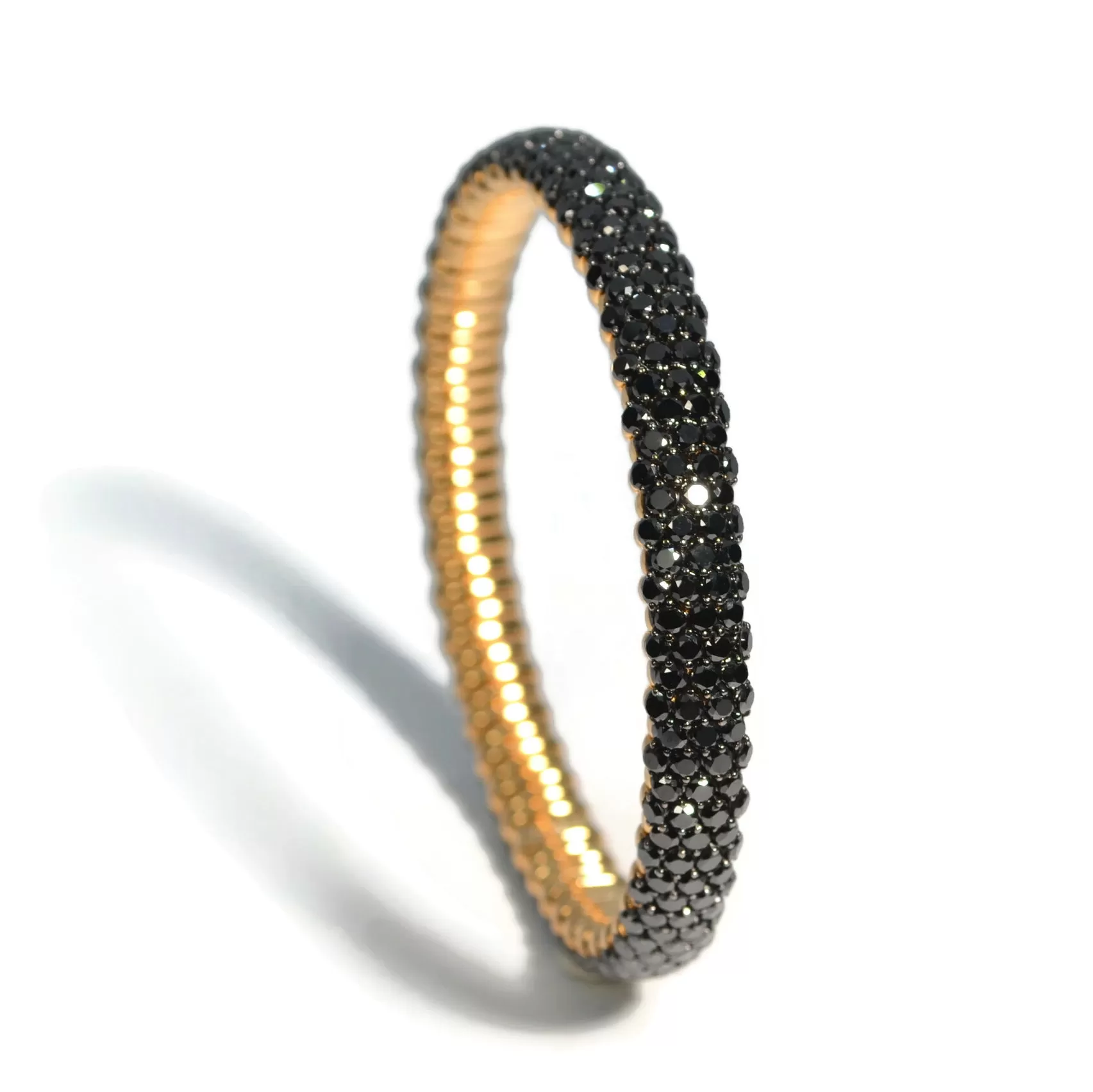 AFJ Diamond Collection - Flexible Bracelet with Black Diamonds, 18k Rose Gold