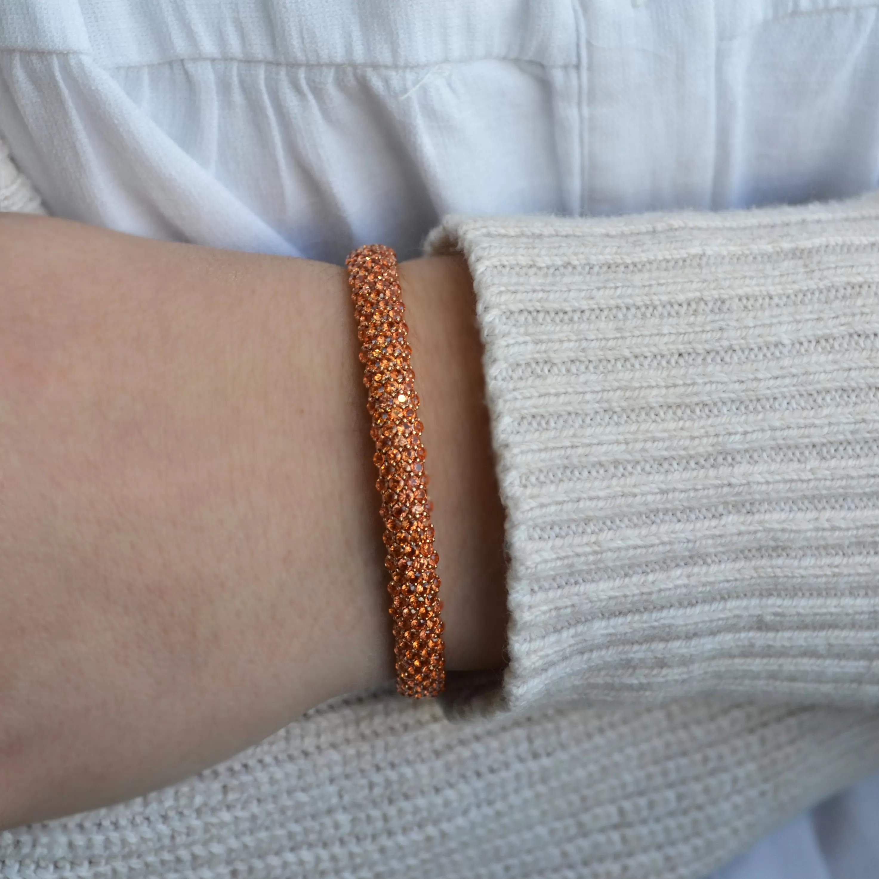 AFJ Diamond Collection - Flexible Bracelet with Orange Sapphires, 18k Rose Gold