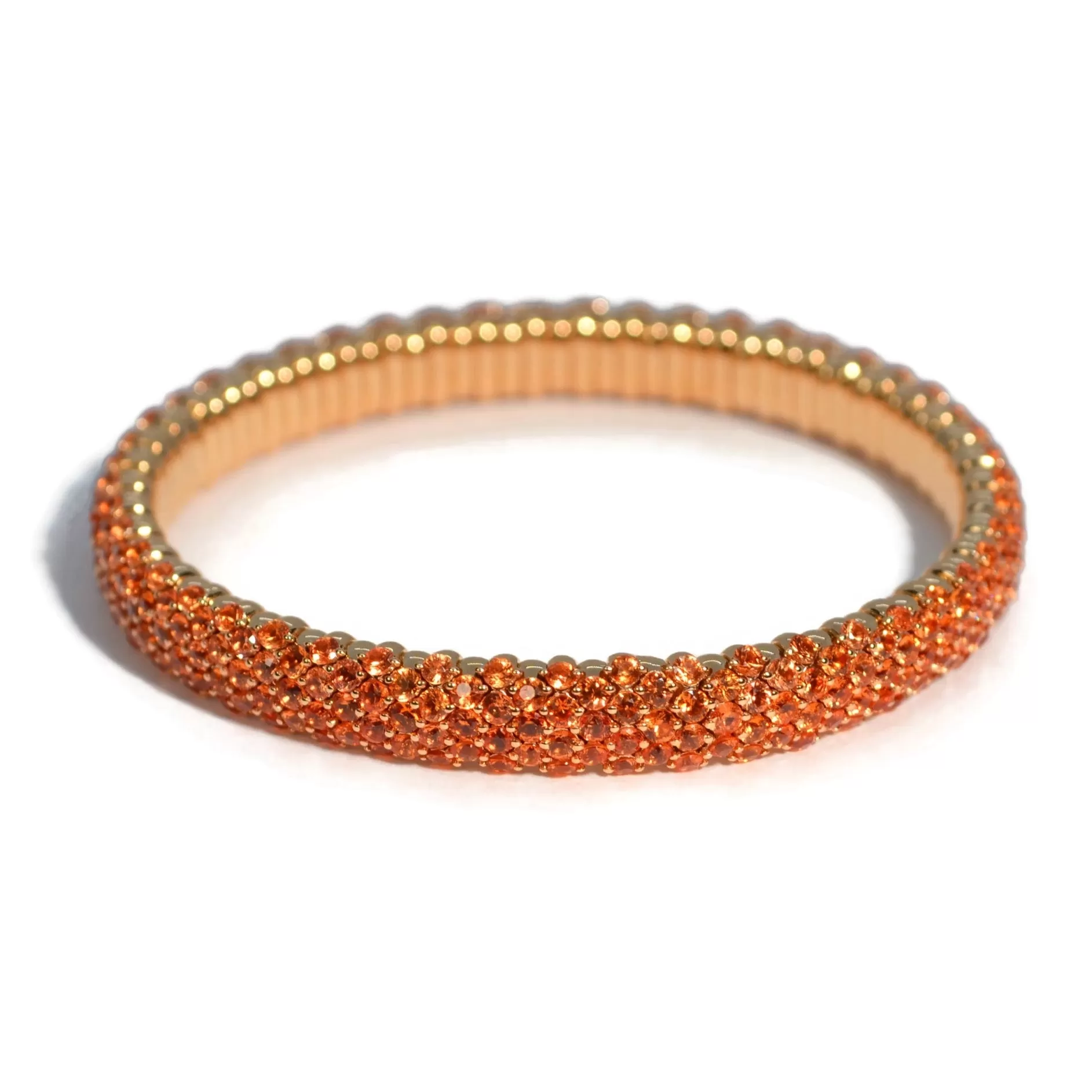 AFJ Diamond Collection - Flexible Bracelet with Orange Sapphires, 18k Rose Gold