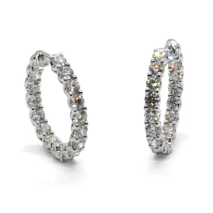 AFJ Diamond Collection - Hoop Earrings with Diamonds, 18k White Gold, Diameter 26 mm