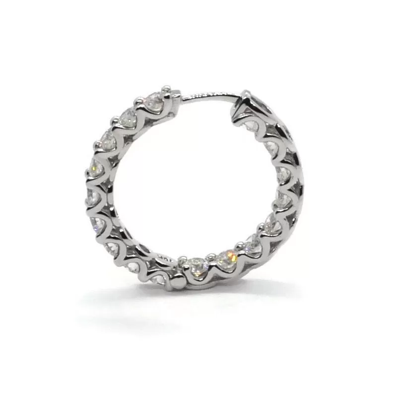 AFJ Diamond Collection - Hoop Earrings with Diamonds, 18k White Gold, Diameter 26 mm