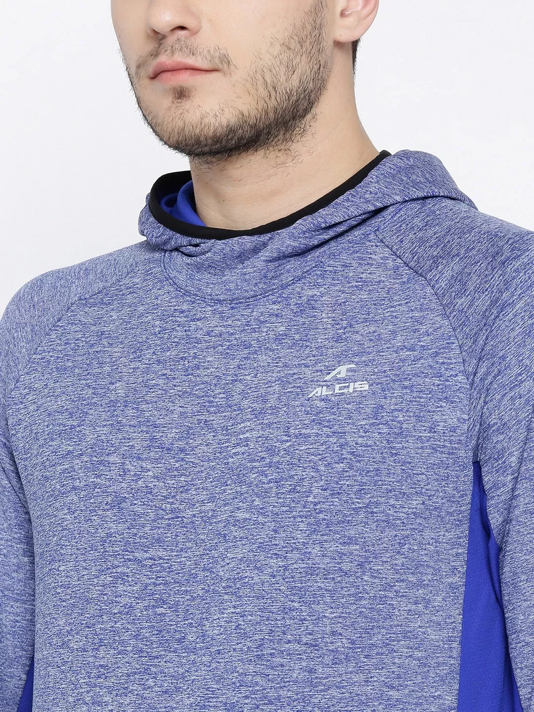 Alcis Men Blue Solid Hooded Sweatshirt