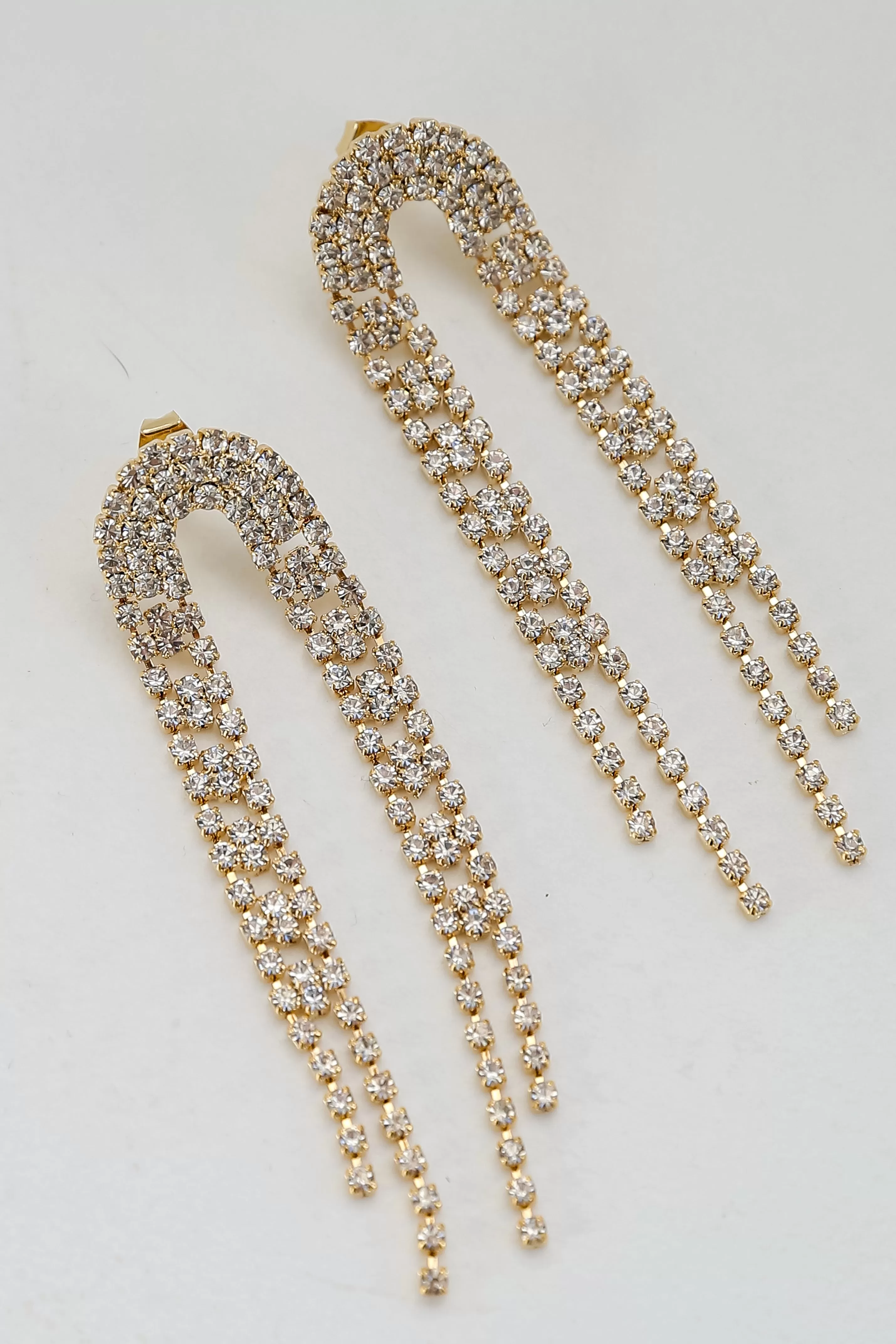 Alexa Gold Rhinestone Fringe Earrings