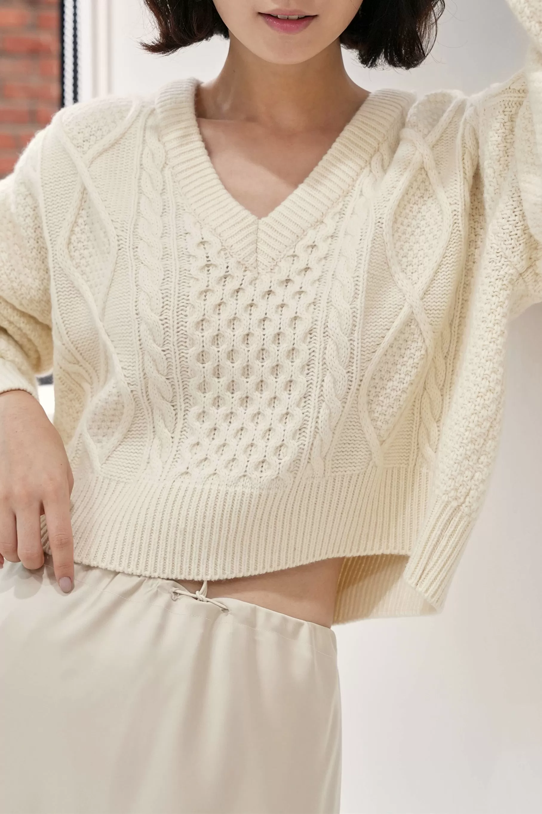 Allyson Wool Knit Top, Cream