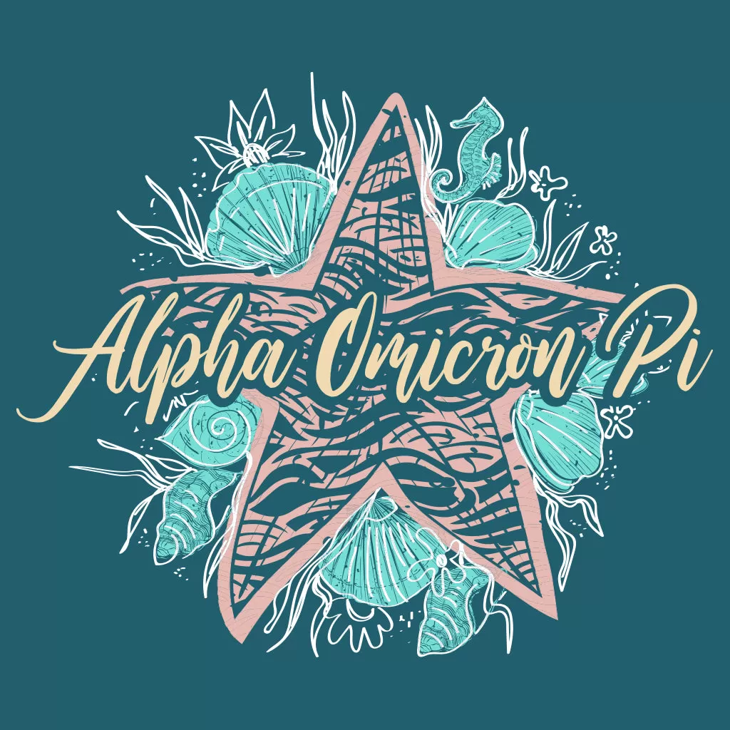 Alpha Omicron Pi Starfish Beach Theme Design