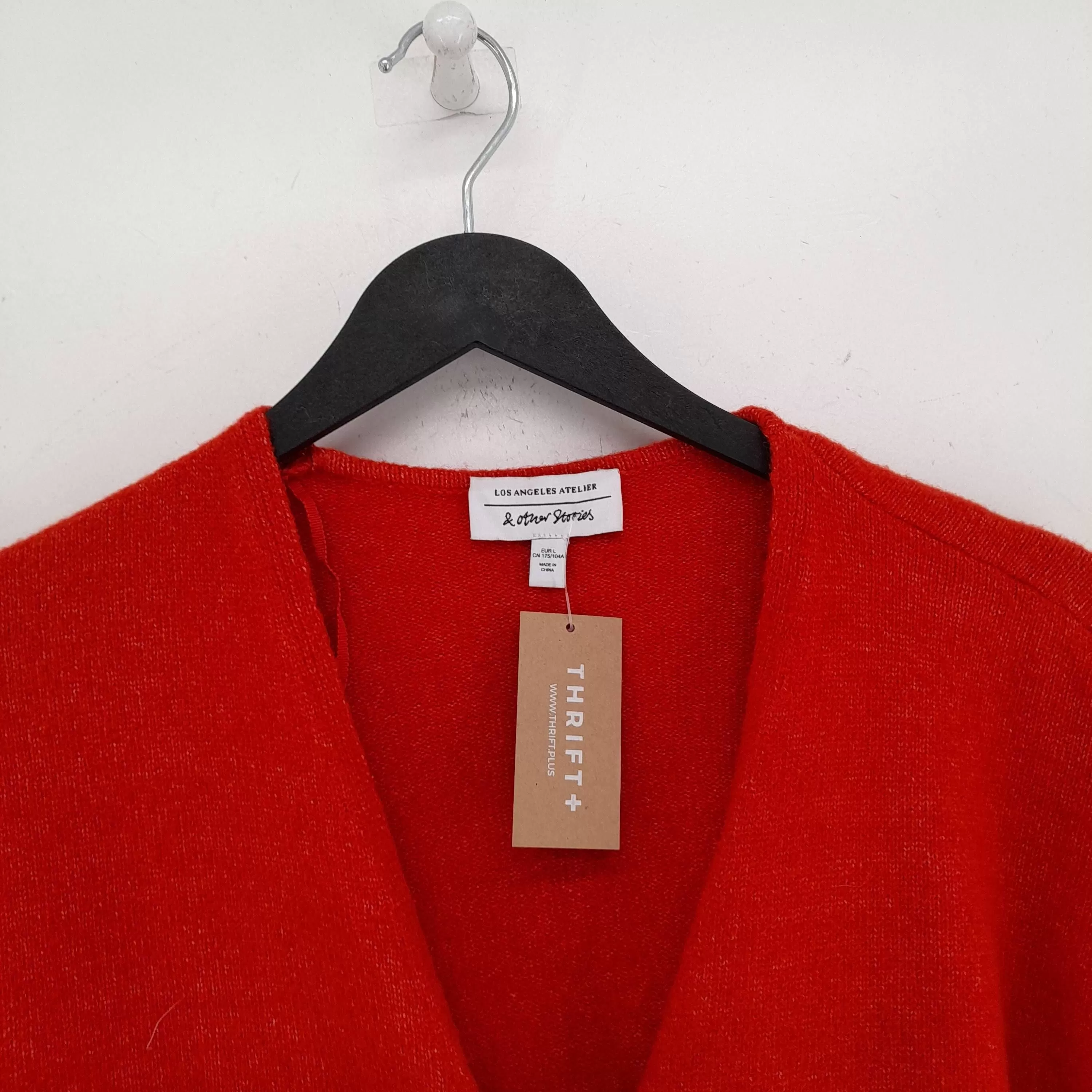 & Other Stories Women's Cardigan L Red Polyester with Acrylic, Wool, Elastane