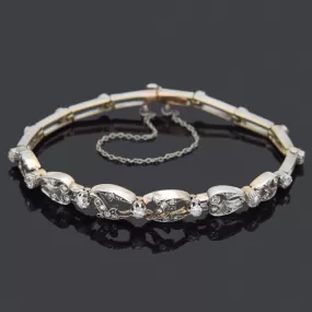 Antique 18K Gold & Sterling Silver 1.27 TCW Diamond Rose Cut Tennis Bracelet