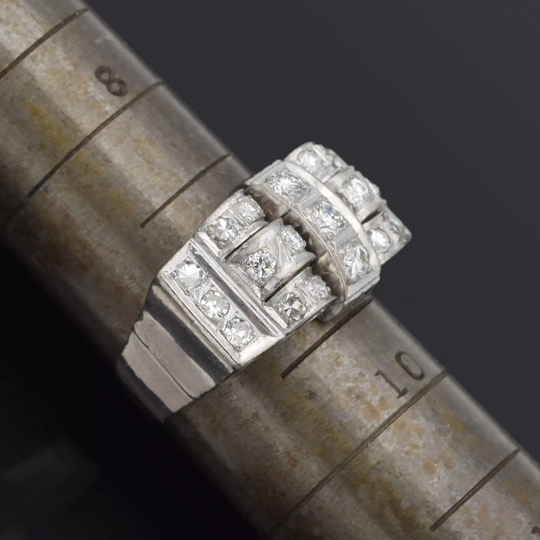 Antique Art Deco 14K White Gold 1.13 TCW Diamond Band Ring