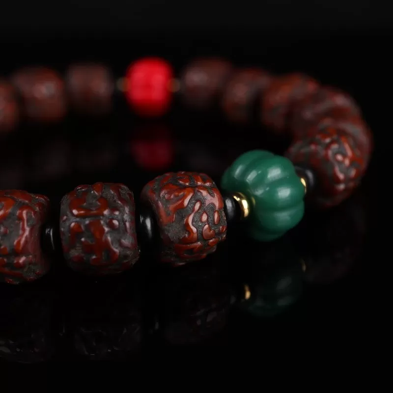 Antique Tibetan Rudraksha Agate Wrist Mala